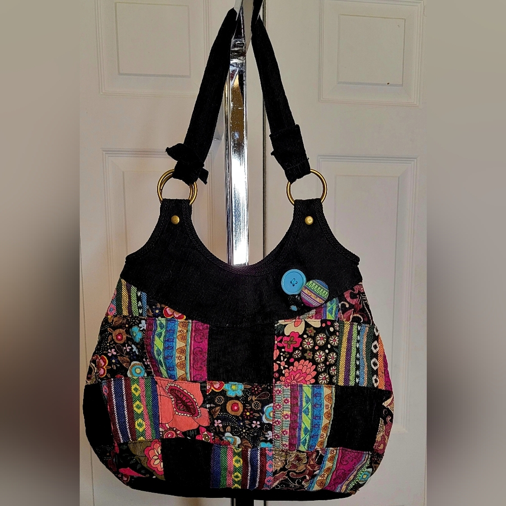 #562-Colorful Patchwork Corduroy Shoulder Bag.Nwot